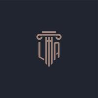 LA initial logo monogram with pillar style design for law firm and justice company vector