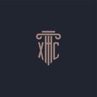 monograma de logotipo inicial xc con diseño de estilo pilar para bufete de abogados y compañía de justicia vector