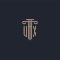 UX initial logo monogram with pillar style design for law firm and justice company vector