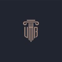 UB initial logo monogram with pillar style design for law firm and justice company vector