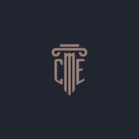 CE initial logo monogram with pillar style design for law firm and justice company vector