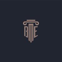 BE initial logo monogram with pillar style design for law firm and justice company vector