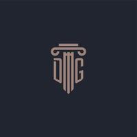 DG initial logo monogram with pillar style design for law firm and justice company vector