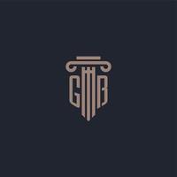 monograma del logotipo inicial de gb con diseño de estilo pilar para bufete de abogados y compañía de justicia vector