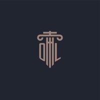 OL initial logo monogram with pillar style design for law firm and justice company vector