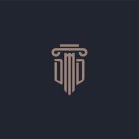 DD initial logo monogram with pillar style design for law firm and justice company vector