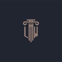 LW initial logo monogram with pillar style design for law firm and justice company vector