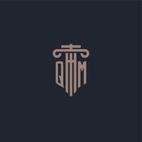 QM initial logo monogram with pillar style design for law firm and justice company vector