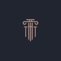 TT initial logo monogram with pillar style design for law firm and justice company vector