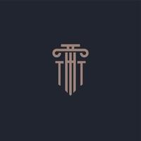 TT initial logo monogram with pillar style design for law firm and justice company vector