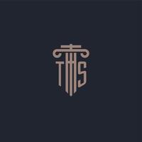 TS initial logo monogram with pillar style design for law firm and justice company vector