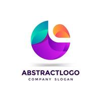 creative abstract colorful modern circle logo with green leaf round symbol vector