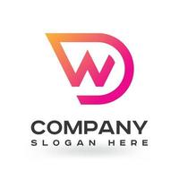 Colorful WD Letter logo design Vector Template elements, Modern, Corporate, Modern, Unique