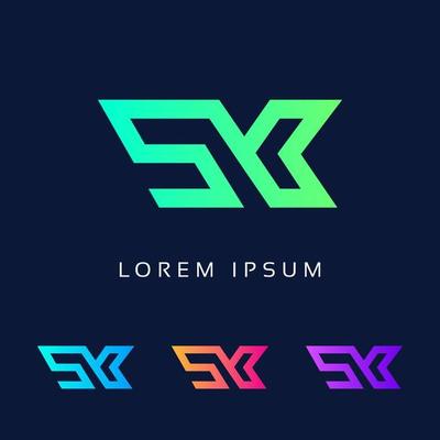 SK logo Letter design Minimal template - Alphabet Icon S K Modern Typography