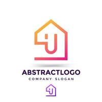 U initial letter and home sign combine logo icon for real estate corporate vector