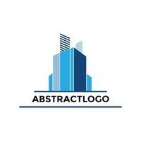 vector de marca de icono de logotipo de bienes raíces de color azul moderno