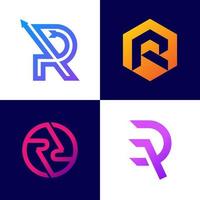 conjunto único de logotipos r. un conjunto creativo simple de letra r icono inicial colorido. vector