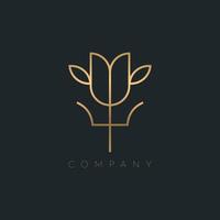 Golden Floral Logo Luxury jewelry cosmetics fashion Branding Monogram icon design. vector