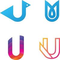 minimal letter u logo icon set Unique design template vector