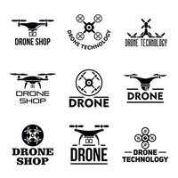 Drone logo set, simple style vector