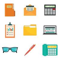 Accounting icon set, flat style vector