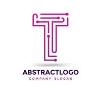 diseño de puntos del logotipo de la letra t. colorido tecnología digital líneas punteadas t vector