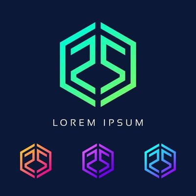 Initials Letter RS Polygon Shape Modern Logo Icon. Colorful SR Minimal