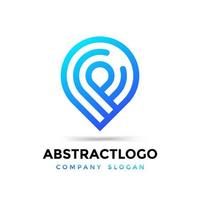 logotipo de letra pf abstracto con símbolo de icono de ubicación de signo de pin vector