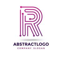 R Technology Letter Dots Logo Design Template Colorful Corporate Design vector