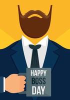 Boss day vertical banner, flat style vector