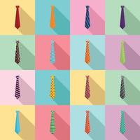 Tie icon set, flat style vector