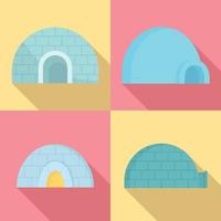 Igloo icon set, flat style vector
