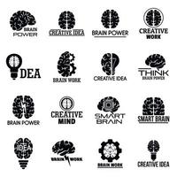 Brain logo set, simple style vector