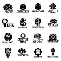 Brain logo set, simple style vector