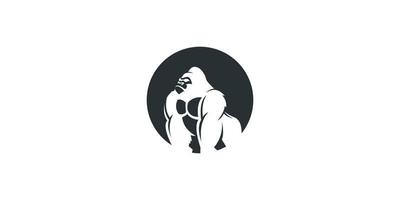 gorilla with circle logo vector