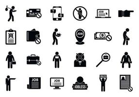 Jobless icons set, simple style vector