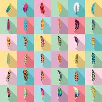 Feather icon set, flat style vector