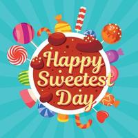 Sweetest day concept background, flat style vector