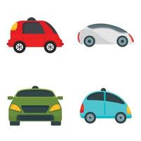 Driverless icon set, flat style vector