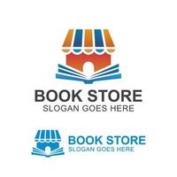 gradient logos of book store or shop, library education store for reading book and place learning vector