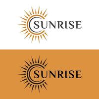 brightening Sun or sunrise, sunset flare light bright shine logo design for your business brand vector