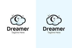 cloud moon dream logo for elements background, symbol, icon design vector template