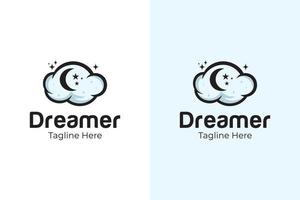 cloud moon dream logo for elements background, symbol, icon design vector template