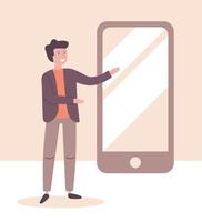 Cartoon character  man with mobile phone vector
