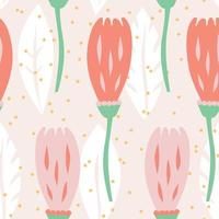 Simple seamless pattern with tulip flowers. Trendy floral background in scandinavian style. Vector illustration.