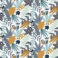 Modern seamless pattern with leaves and floral elements. Autumn pattern design. Good for printing. Vector wallpaper.