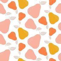 Colorful seamless pear pattern. Repetitive simple vector background with fruits.
