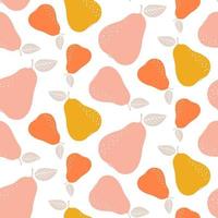 Colorful seamless pear pattern. Repetitive simple vector background with fruits.