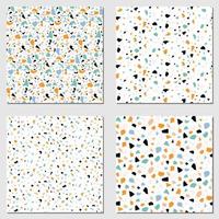 Set of four terrazzo seamless patterns. Modern pattern collection. Vector template. Good for printing.