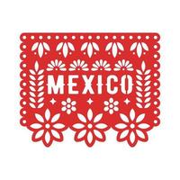 Papel Picado, Mexican paper decorations for party. Cut out compositions for paper garland. Vector template design.